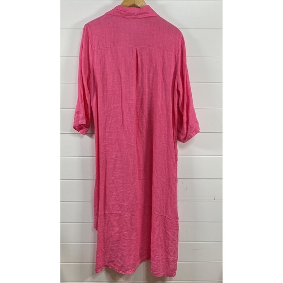 AMDS Jeans Dress Womens Large Button Front Linen High Low Hem Collared Casual - Picture 6 of 13